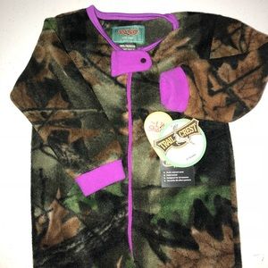 Fleece footed pajamas camo and purple NWT